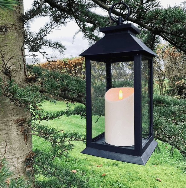 LED Lanterner med bloklys og timer - Sæt af 2 stk - VIAMAJA.DK