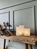 LED-lys i frostet glass - Sett med 3 lys + timerfunksjon