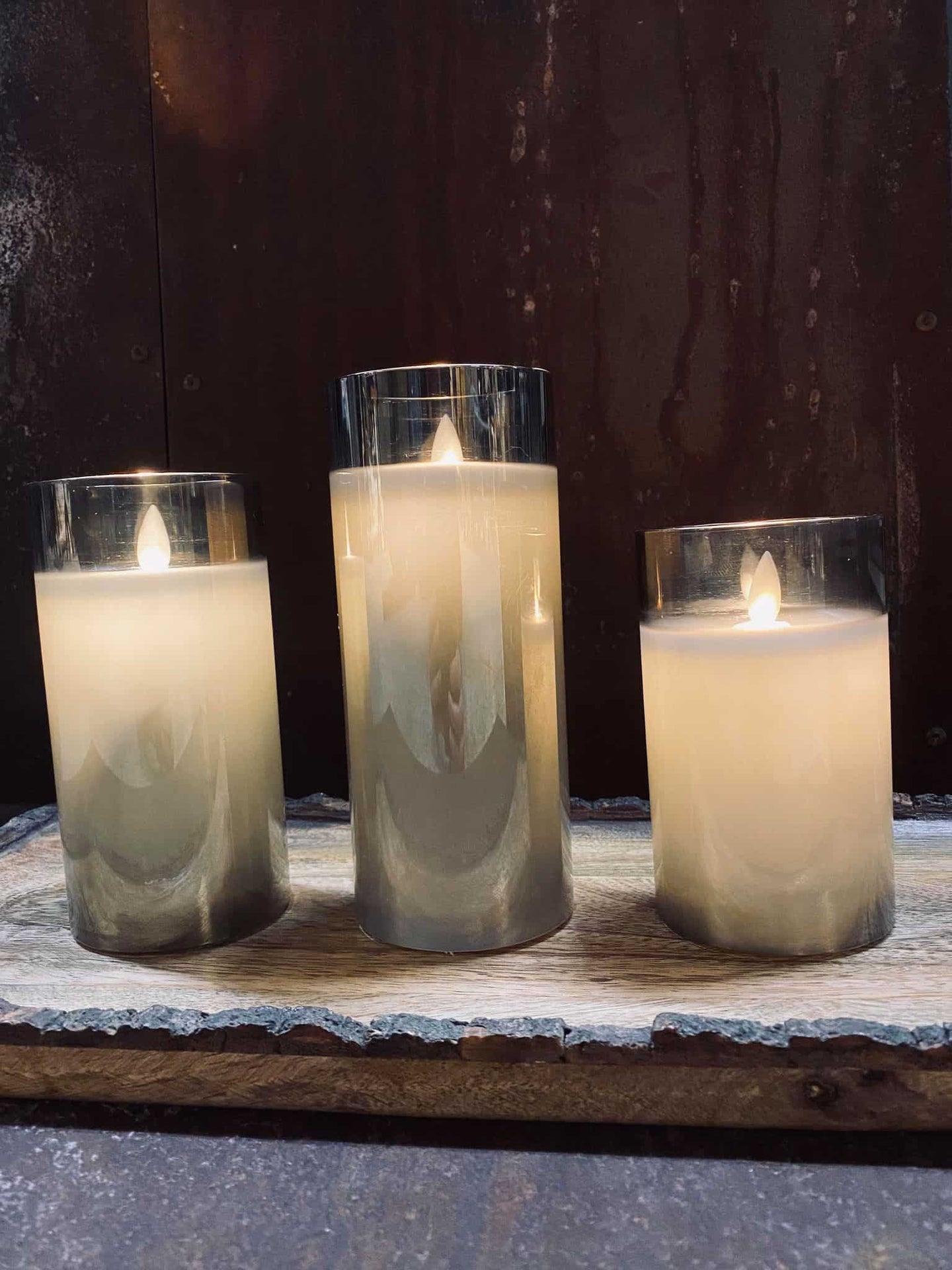 LED Lys i Røgfarvet glas m. timer - 3 stk. - VIAMAJA.DK