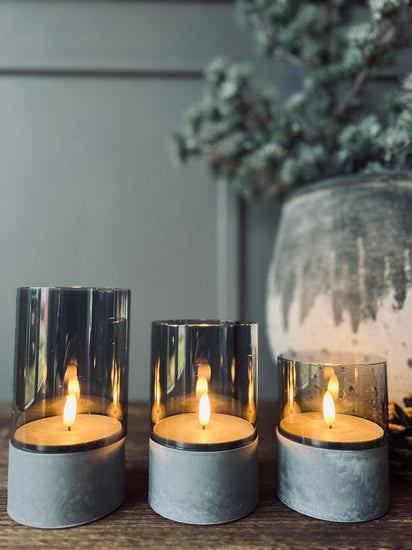 LED Lys med beton look - Sæt med 3 stk - VIAMAJA.DK