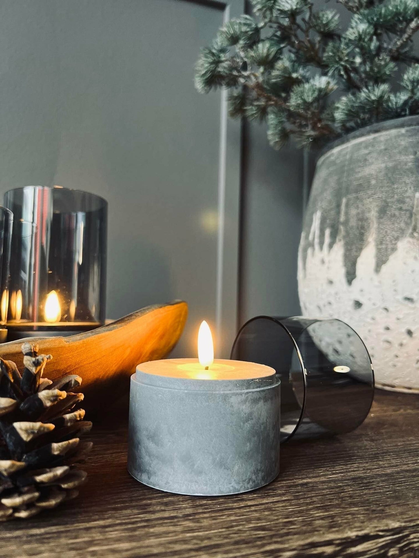 LED Lys med beton look - Sæt med 3 stk - VIAMAJA.DK