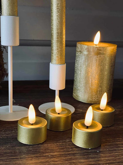 LED Lyspakke Guld - 8 Lys med fjernbetjening - VIAMAJA.DK