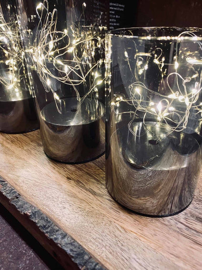 LED lystråd - Gavesæt af 3 stk. glas cylinder - VIAMAJA.DK