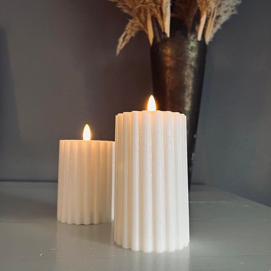 LED Rillet bloklys - Hvid 12,5 cm - VIAMAJA.DK