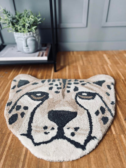 LEOPARD HOVED I ULD - 50X50 - VIAMAJA.DK