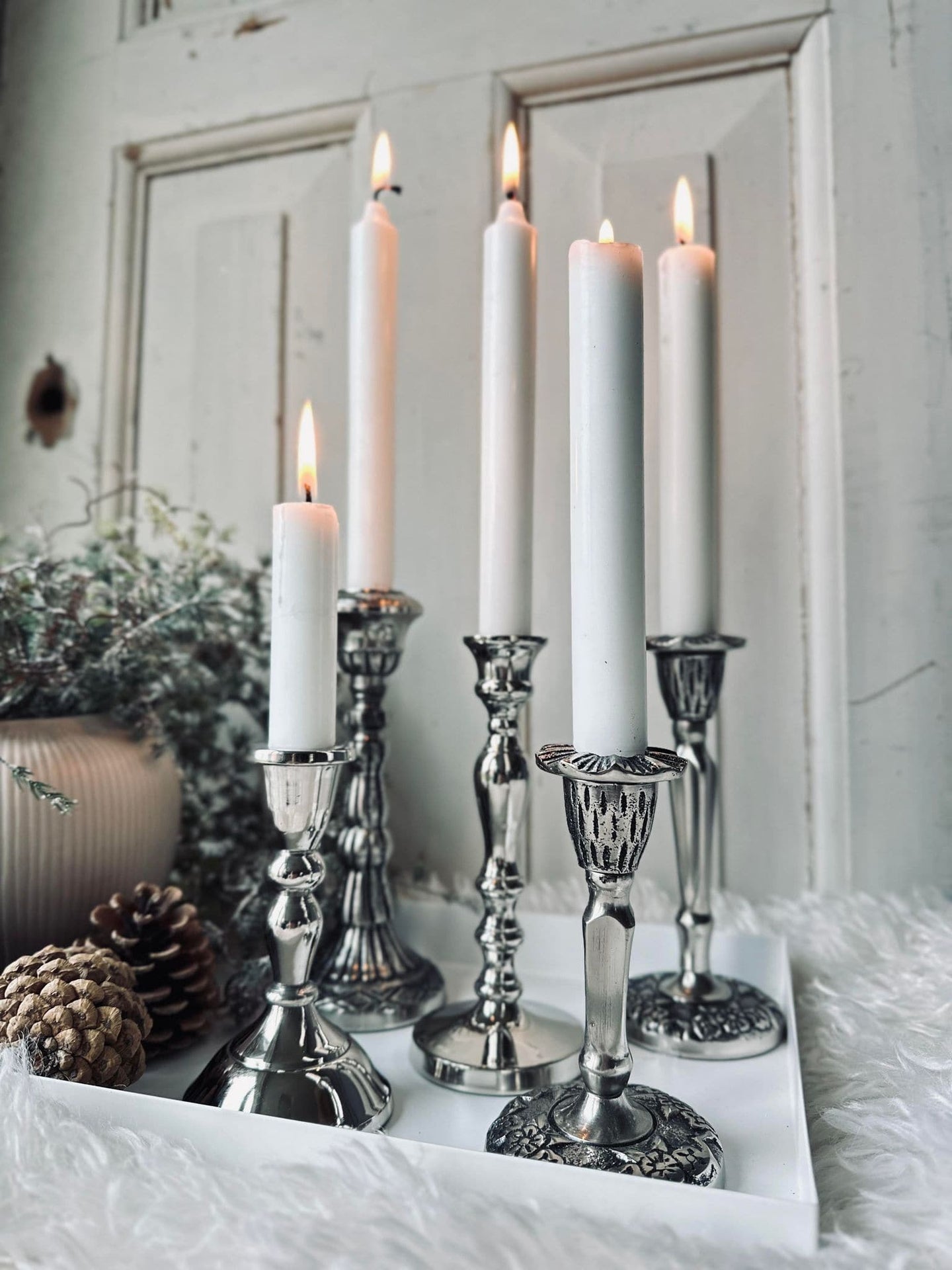 Lysestage Barok Silver 17cm - VIAMAJA.DK