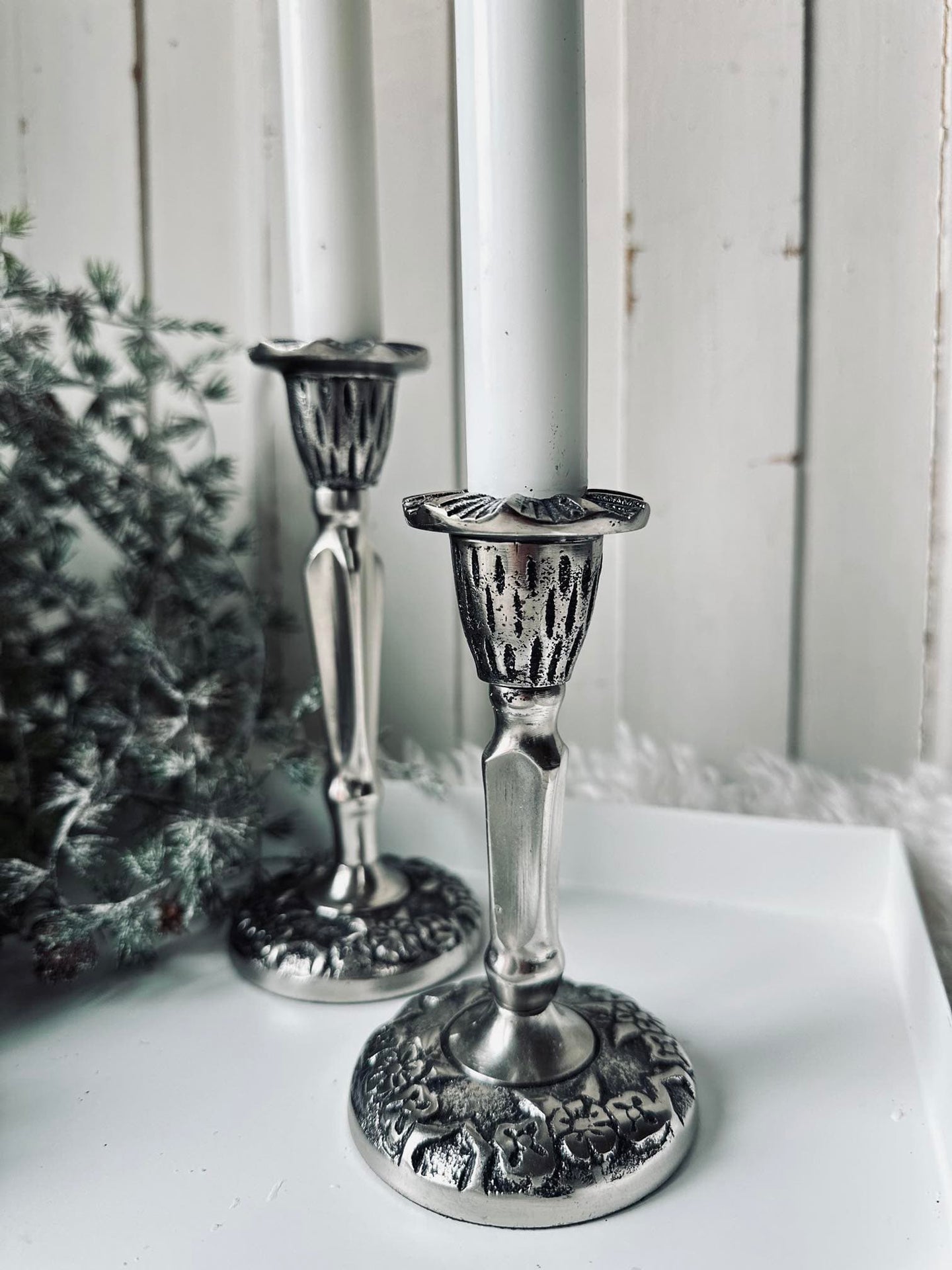 Lysestage Barok Silver 17cm - VIAMAJA.DK