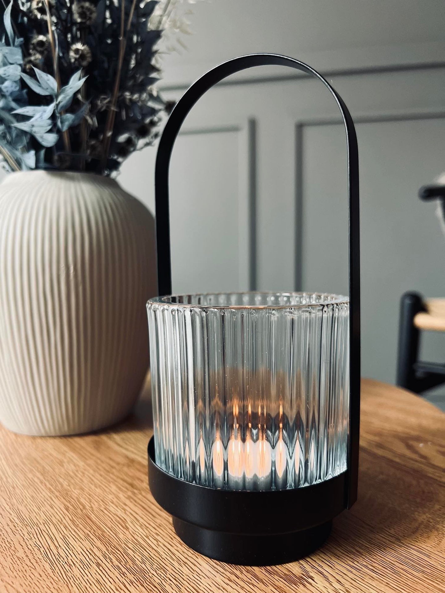 Lysestage / lanterne til fyrfad m. hank - Klar glas - VIAMAJA.DK