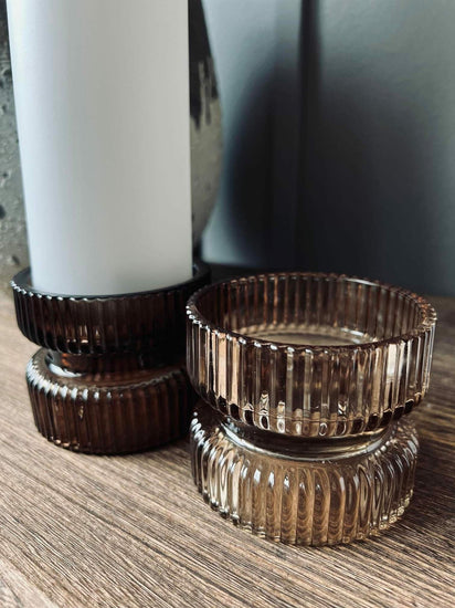 Lysestage sæt - 2 stk store vendbar lysestager i glas36 - VIAMAJA.DK