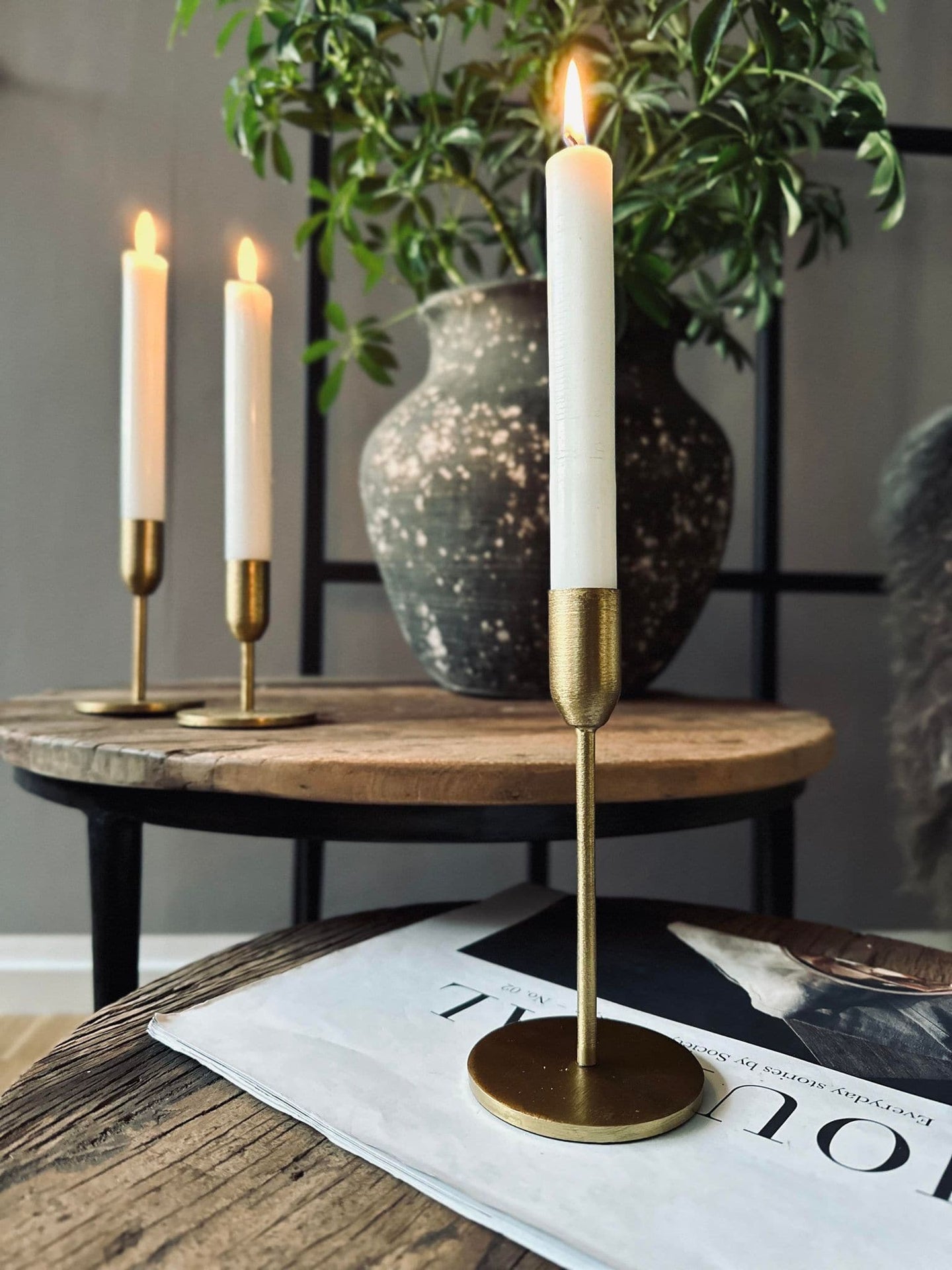 Lysestage sæt til stagelys – Gold Mindy - VIAMAJA.DK