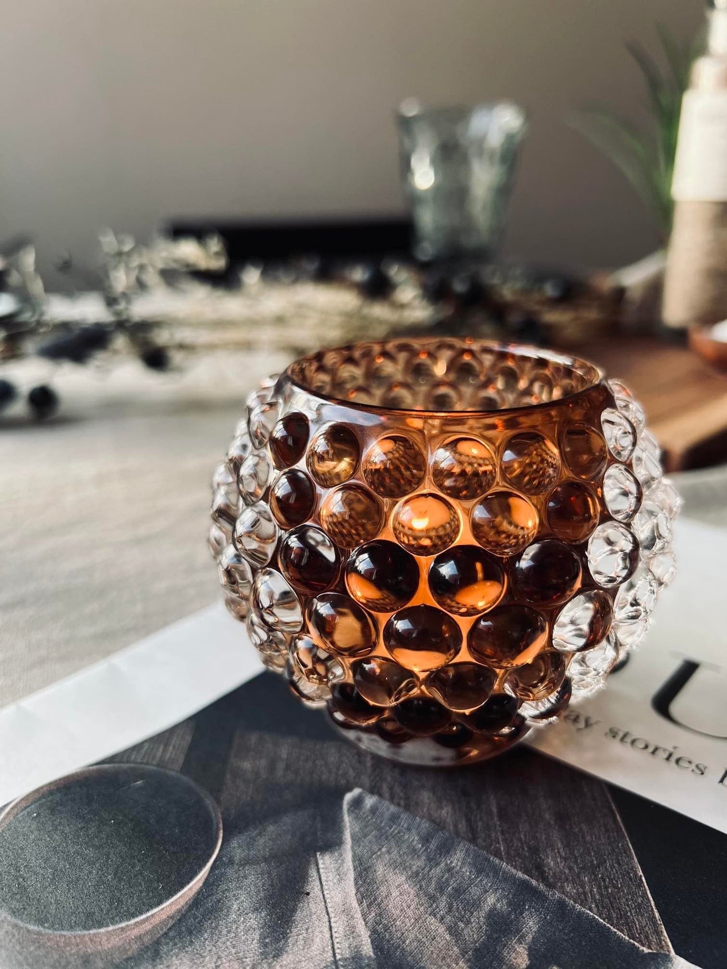 Lysestage til fyrfadslys - Brown amber - VIAMAJA.DK