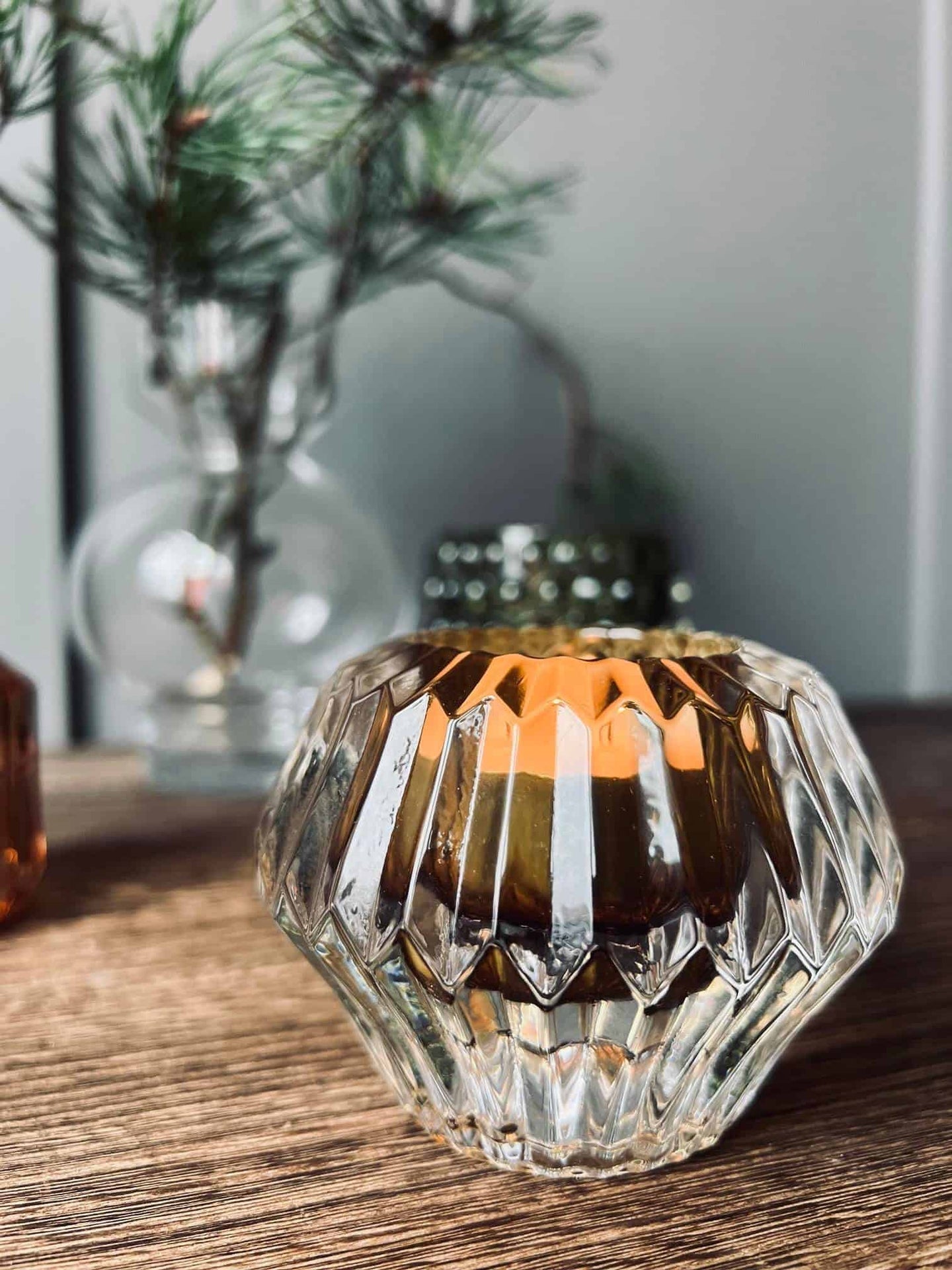 Lysestage - Vendbar amber glas - VIAMAJA.DK