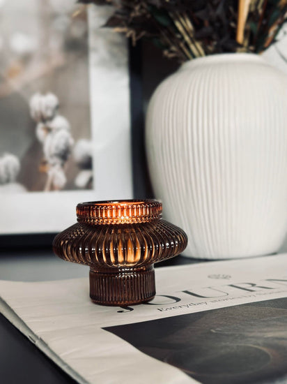 Lysestage vendbar glas - Brown - VIAMAJA.DK