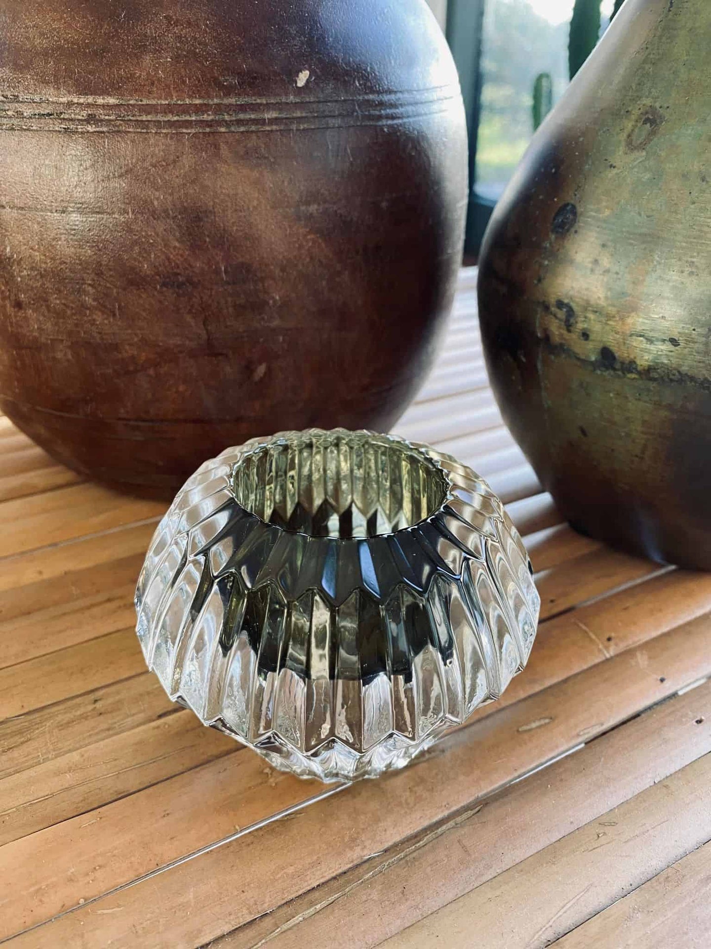 Lysestage - Vendbar grøn/klar glas - VIAMAJA.DK