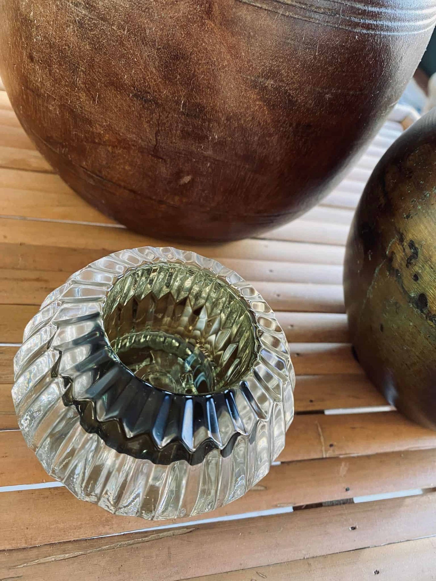 Lysestage - Vendbar grøn/klar glas - VIAMAJA.DK