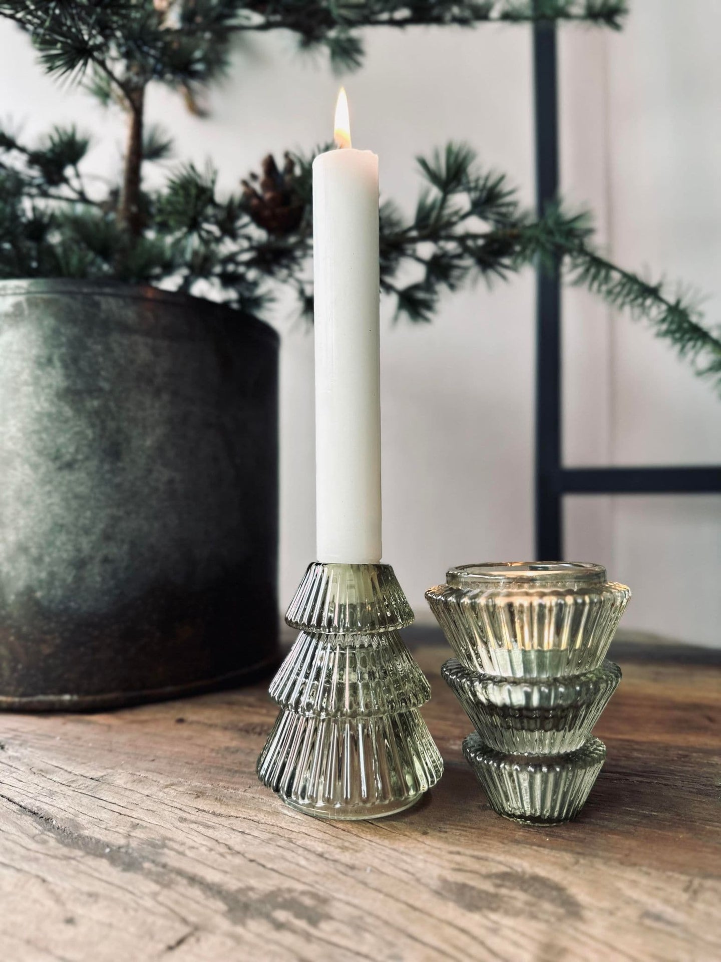 Lysestage vendbar Juletræ i glas - VIAMAJA.DK