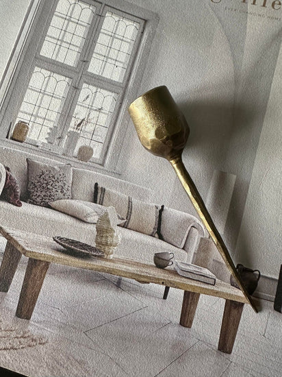 Lysholder med spyd – 13 cm – Antik guld - VIAMAJA.DK