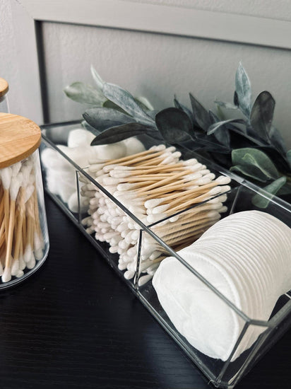Makeup organizer i akryl og bambus - VIAMAJA.DK