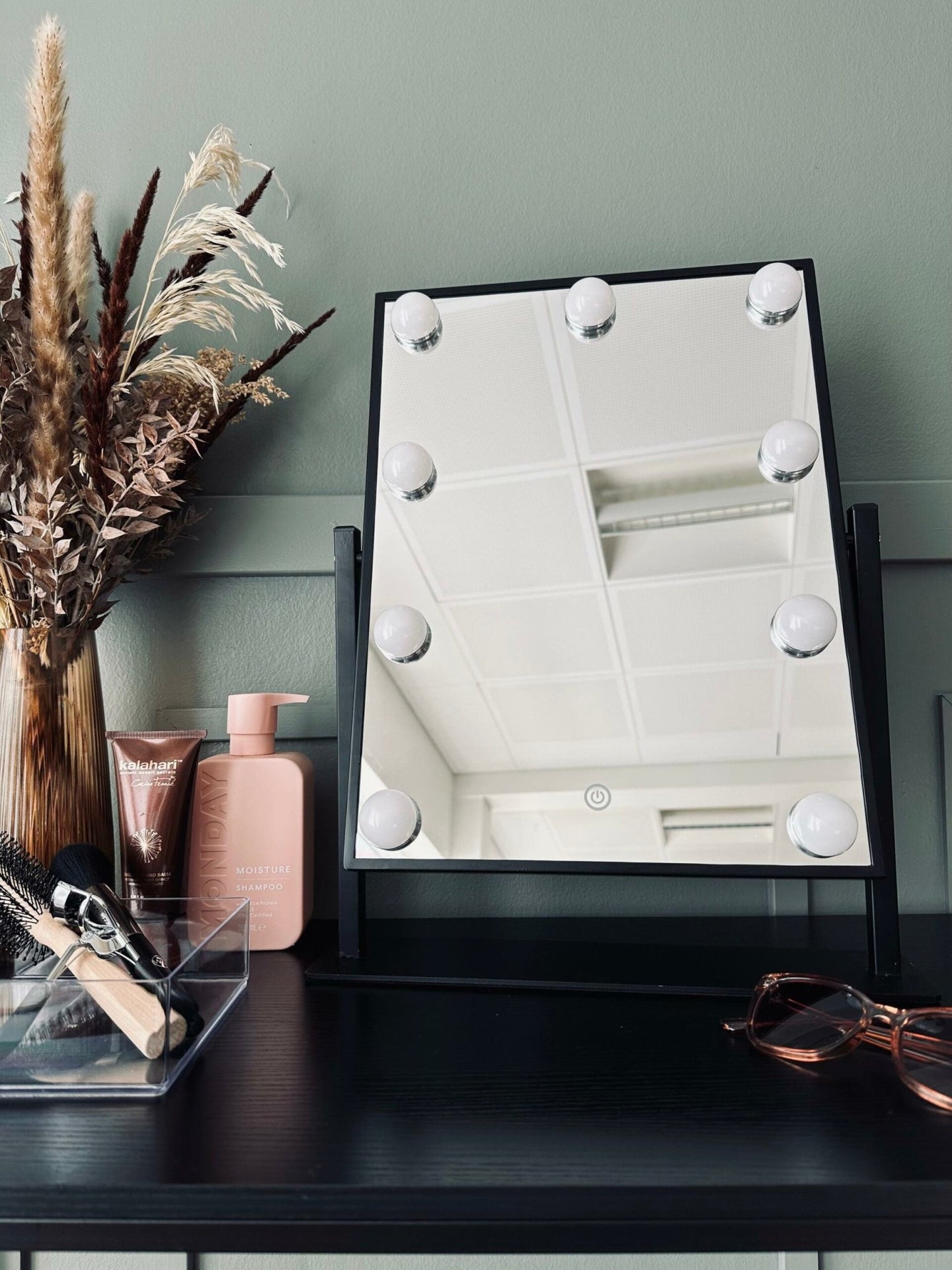 Makeup spejl med lys - Black - VIAMAJA.DK