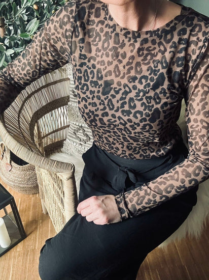 Mesh bluse Leopard - VIAMAJA.DK