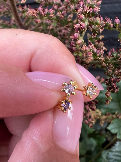 Mix box GIA violet, pink, clear 18K forgyldt - VIAMAJA.DK