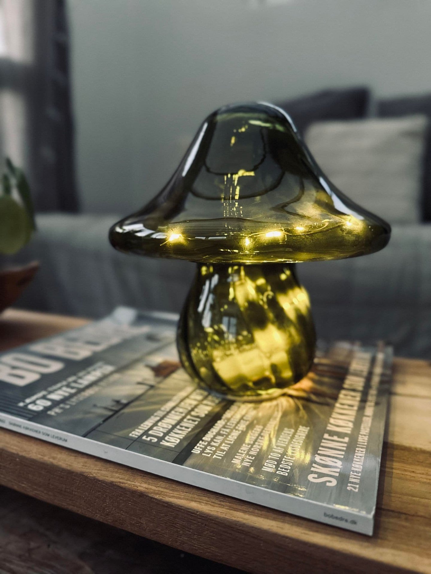 MUSHROOM Lampe med LED 18cm – Grøn - VIAMAJA.DK