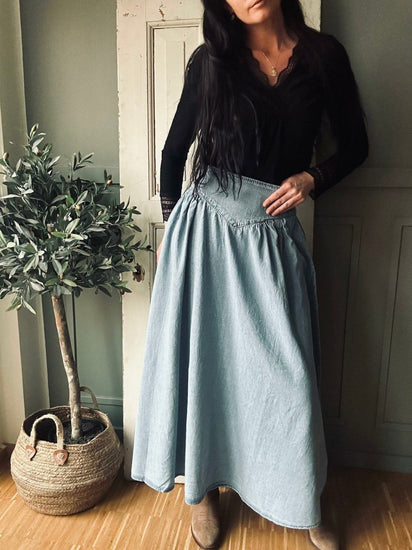 Nederdel – Jeans blue - VIAMAJA.DK