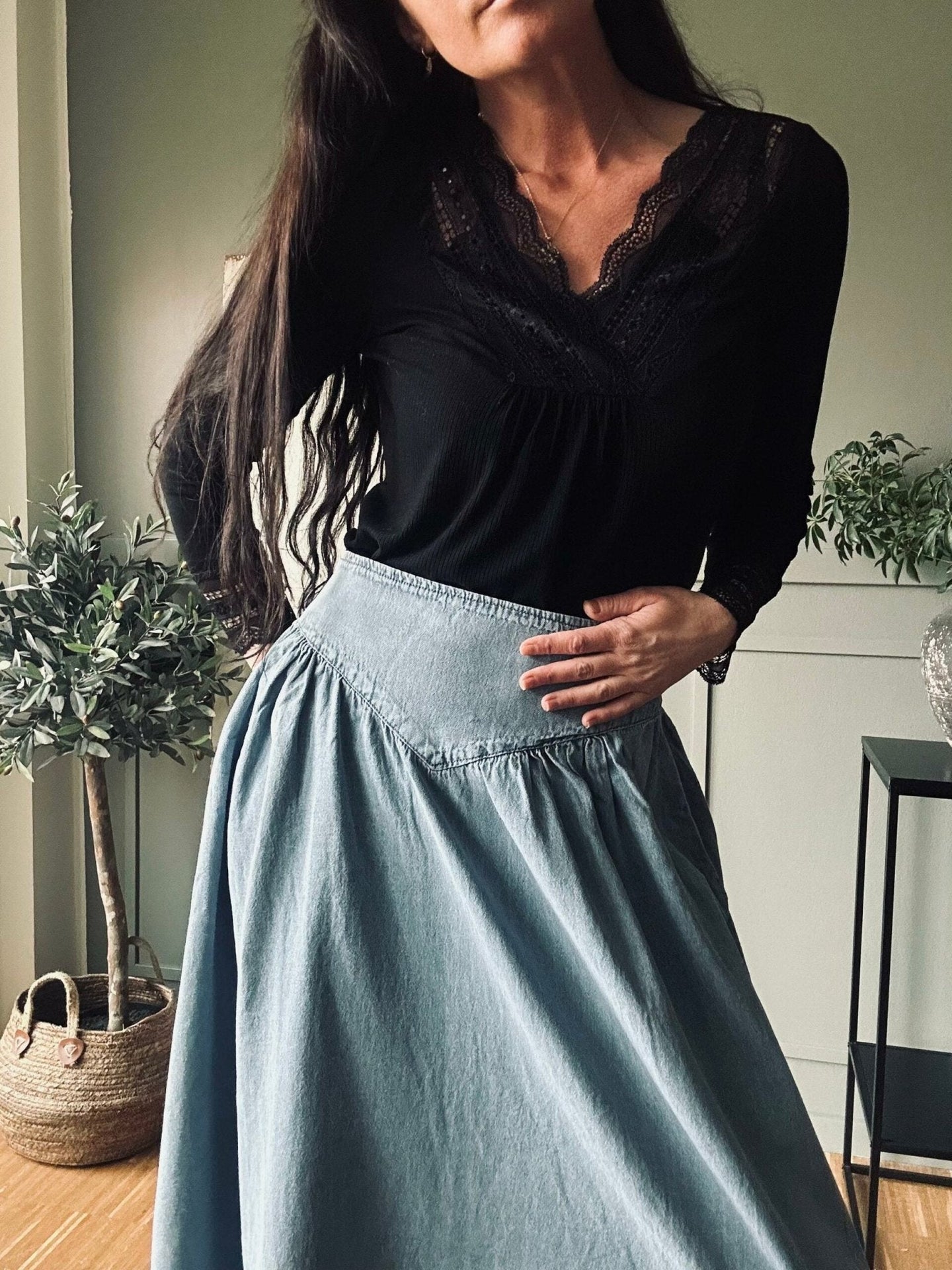 Nederdel – Jeans blue - VIAMAJA.DK