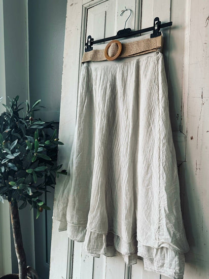 Nederdel m. Bælte – Beige S/M - VIAMAJA.DK