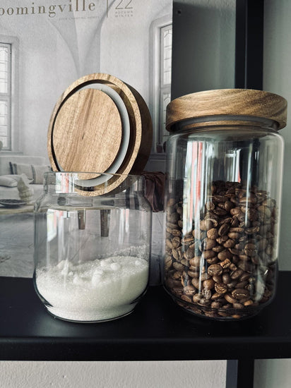 Opbevaringsglas med trælåg – 700 ml - VIAMAJA.DK