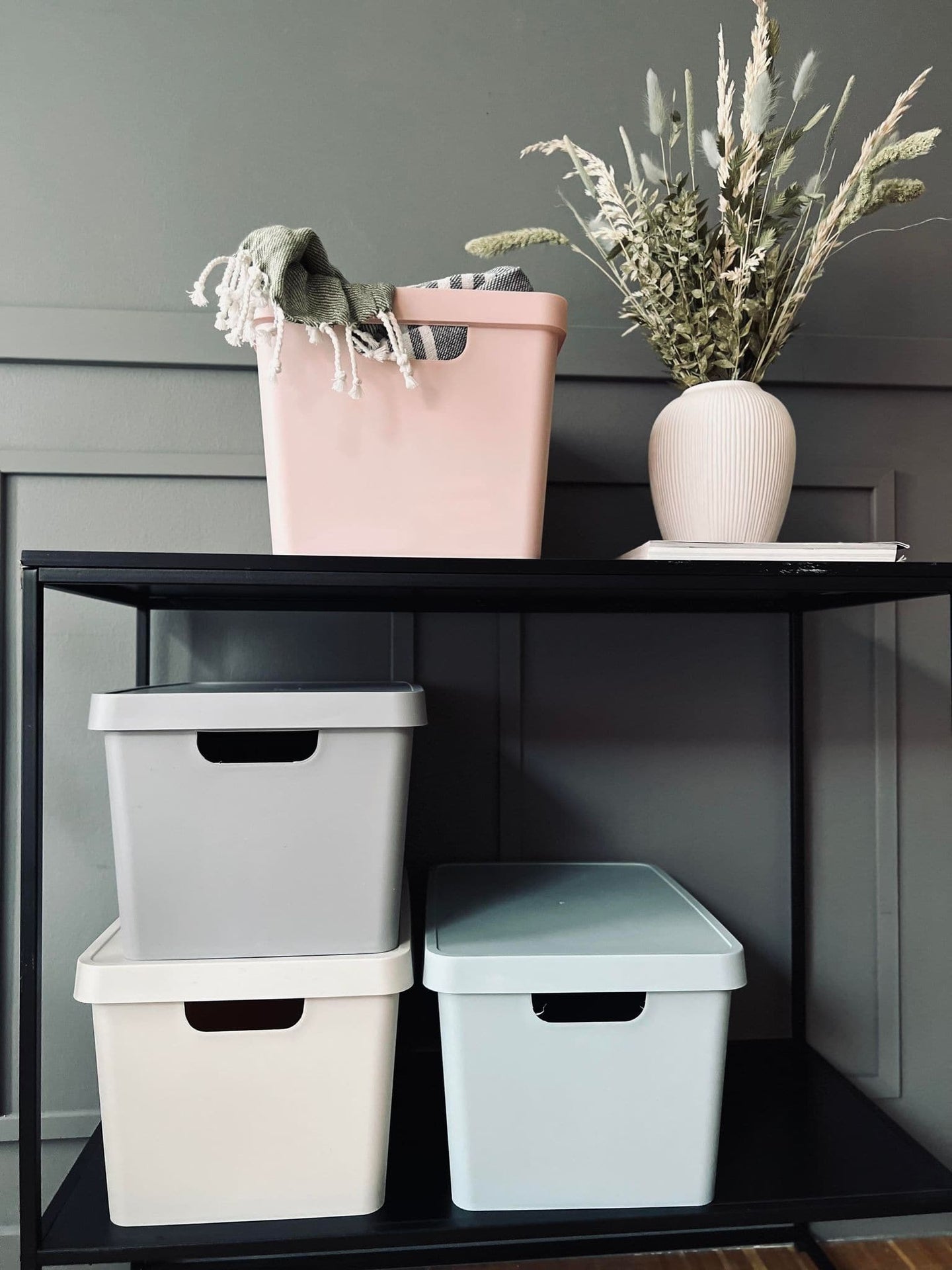 Opbevaringskasse med låg - Beige - VIAMAJA.DK