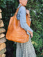 Oversize Læder Shopper – Cognac - VIAMAJA.DK