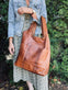 Oversize Læder Shopper – Walnut - VIAMAJA.DK