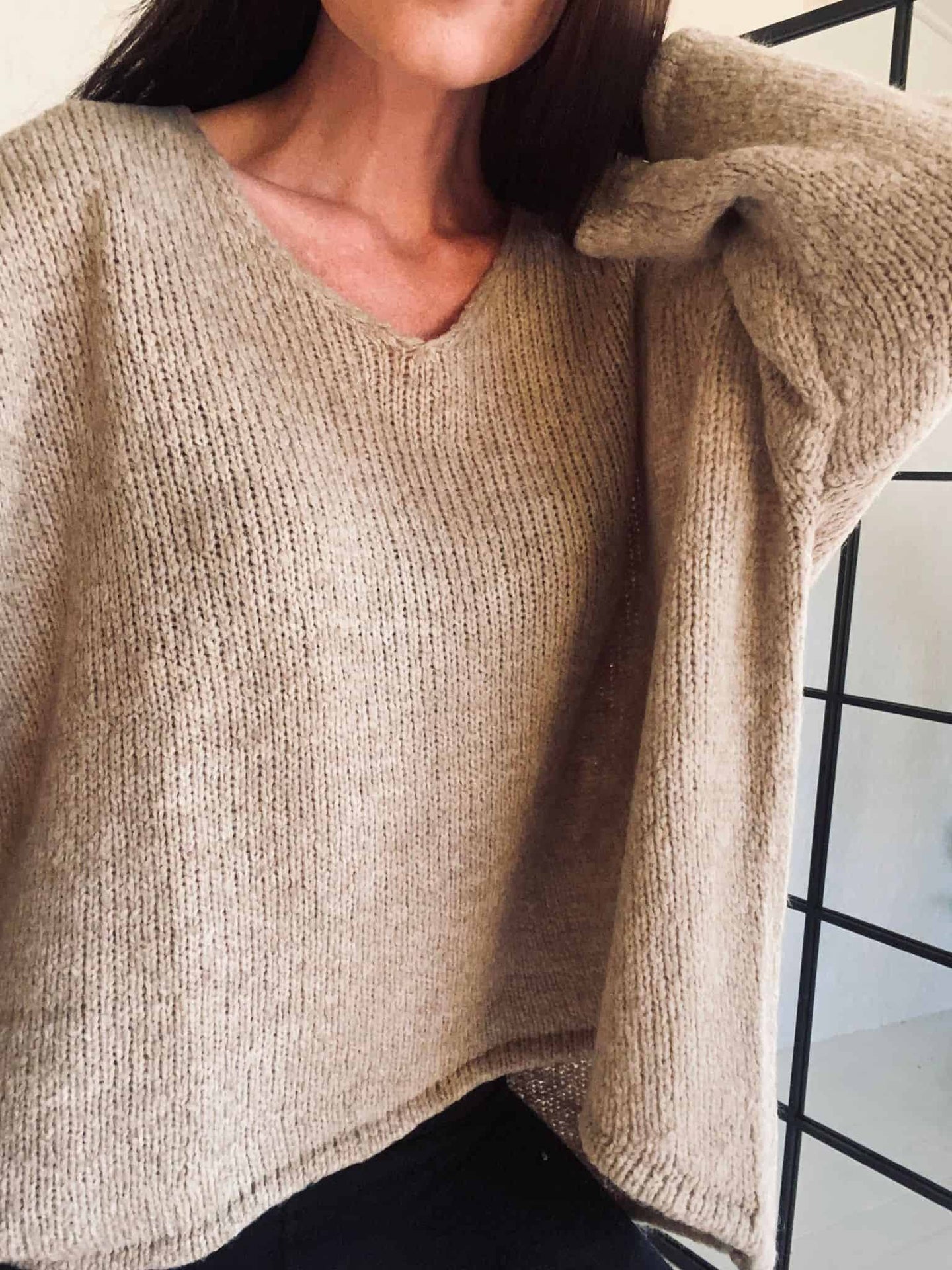 Oversize strik Nilla – Beige - VIAMAJA.DK