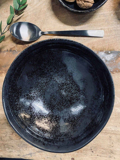 Pasta / suppe skål i stentøj - Mat sort  - VIAMAJA.DK