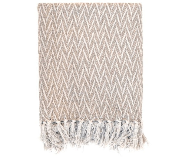 Plaid af overskudsgarn – Latte / Natur - VIAMAJA.DK