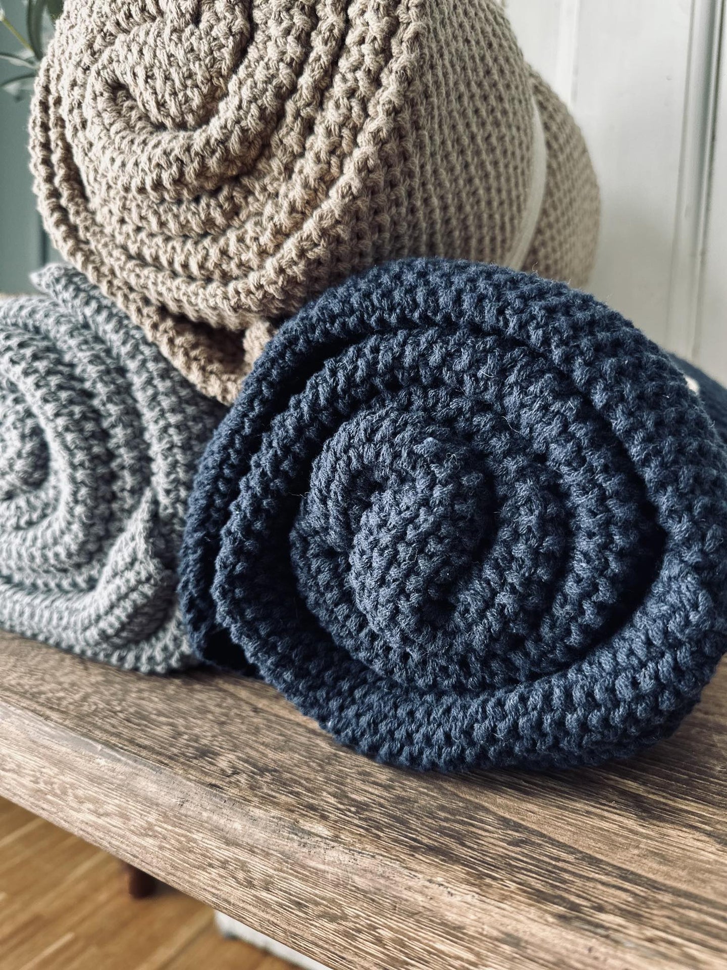 Plaid Perlestrik - Navy - VIAMAJA.DK