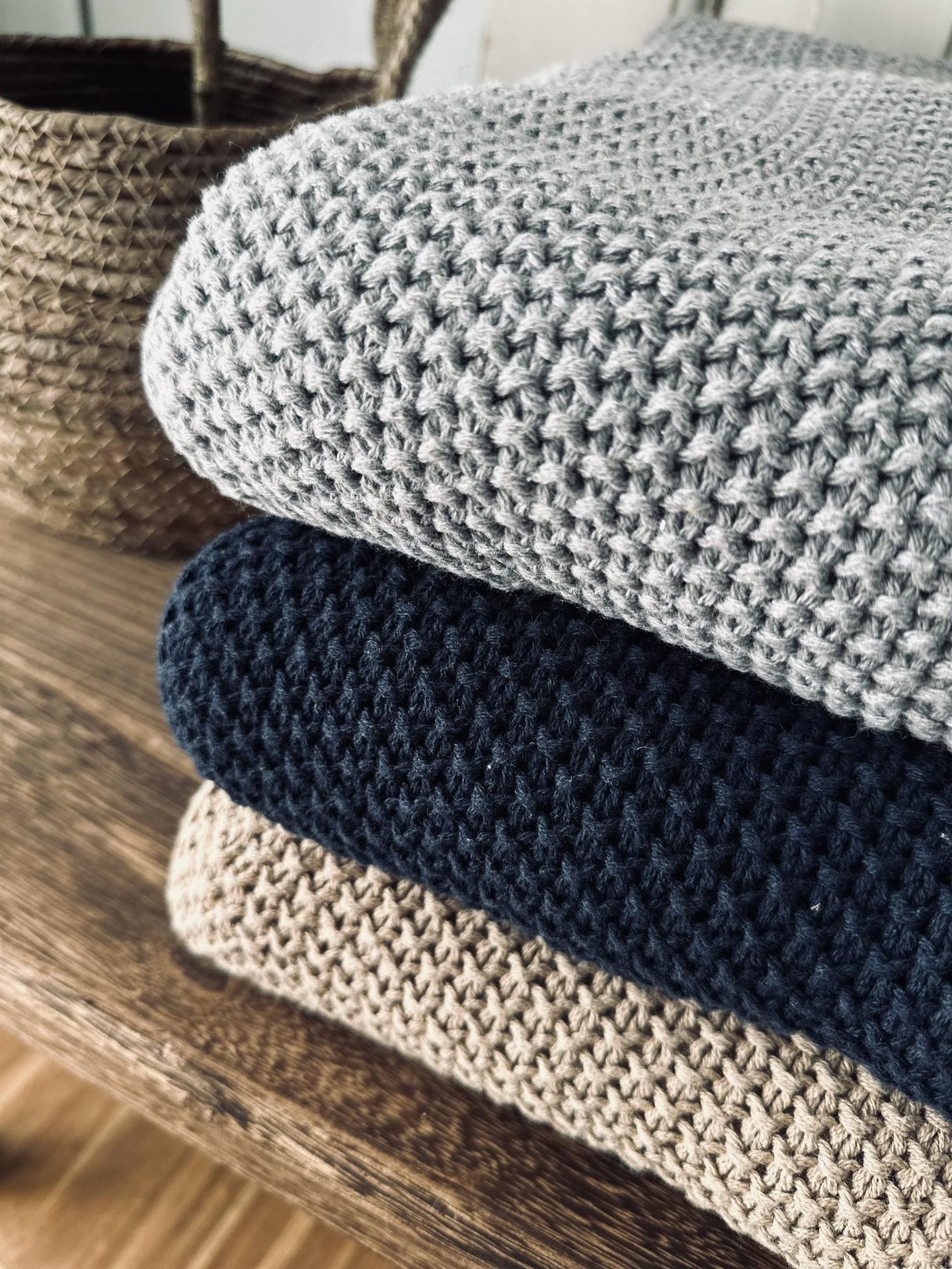 Plaid Perlestrik - Navy - VIAMAJA.DK