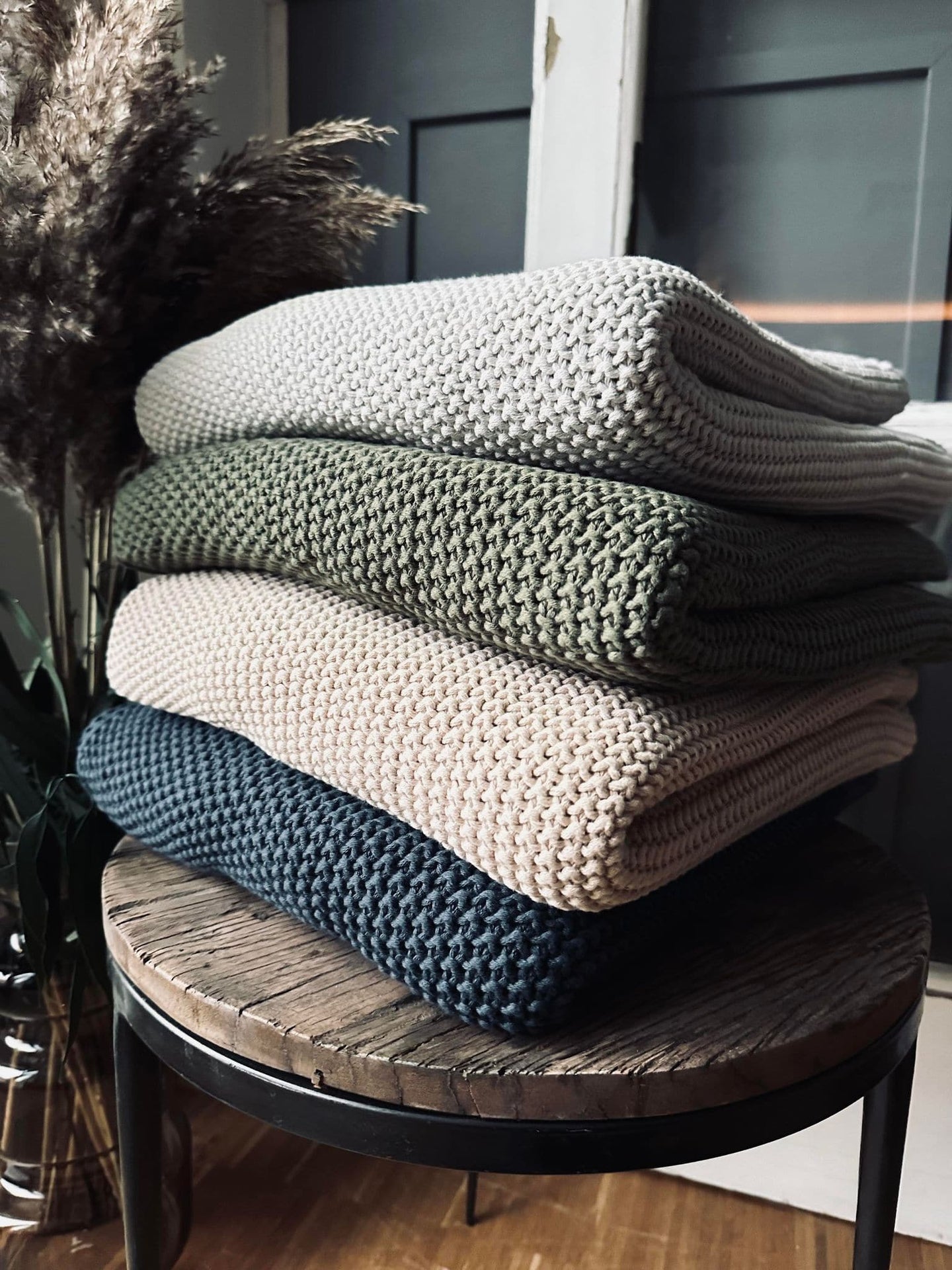 Plaid Perlestrik Oliven - VIAMAJA.DK