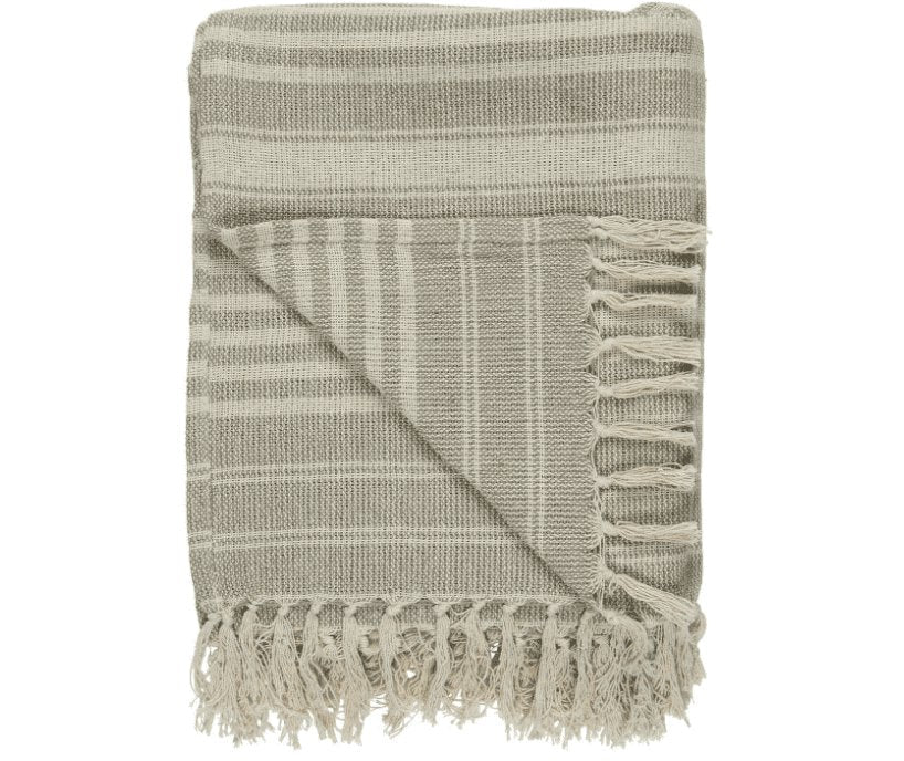 Plaid sand/creme stribemønster på tværs - VIAMAJA.DK