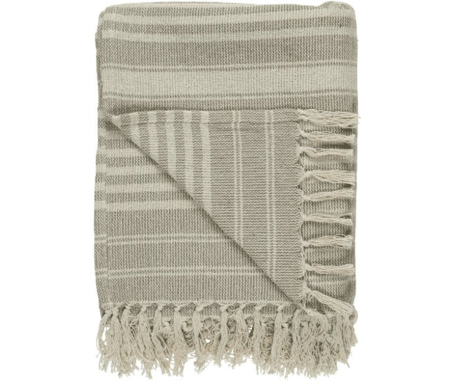 Plaid sand/creme stribemønster på tværs - VIAMAJA.DK