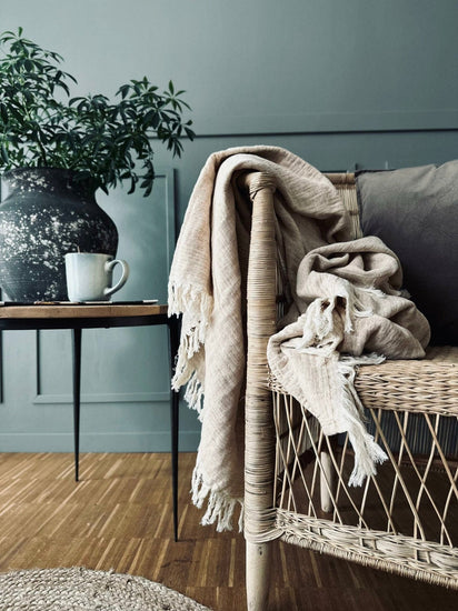 Plaid vævet med kork – Nature mix - VIAMAJA.DK