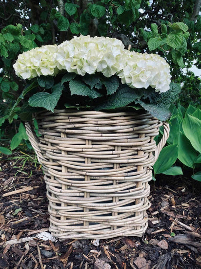 Plantekurv - Grå Rattan - Stor - VIAMAJA.DK