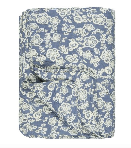 Quilt blå m/blomster - VIAMAJA.DK