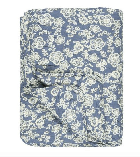 Quilt blå m/blomster - VIAMAJA.DK