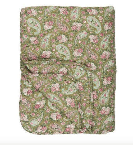 Quilt grøn m/faded rose paisley - VIAMAJA.DK
