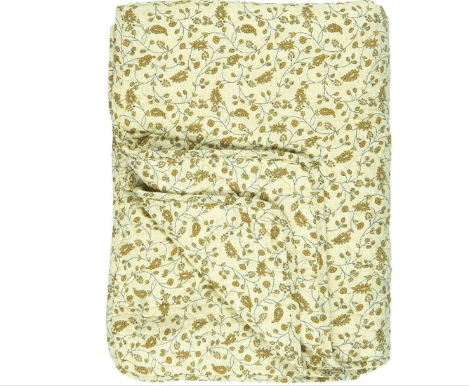 Quilt lysegul base m/gult bladmønster - VIAMAJA.DK