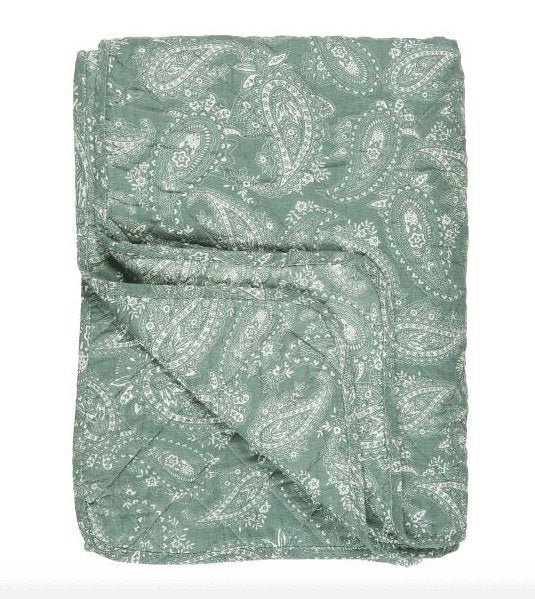 Quilt støvgrøn m/paisley - VIAMAJA.DK