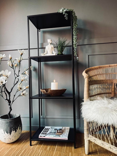 Reol i sort metal - 130cm - VIAMAJA.DK