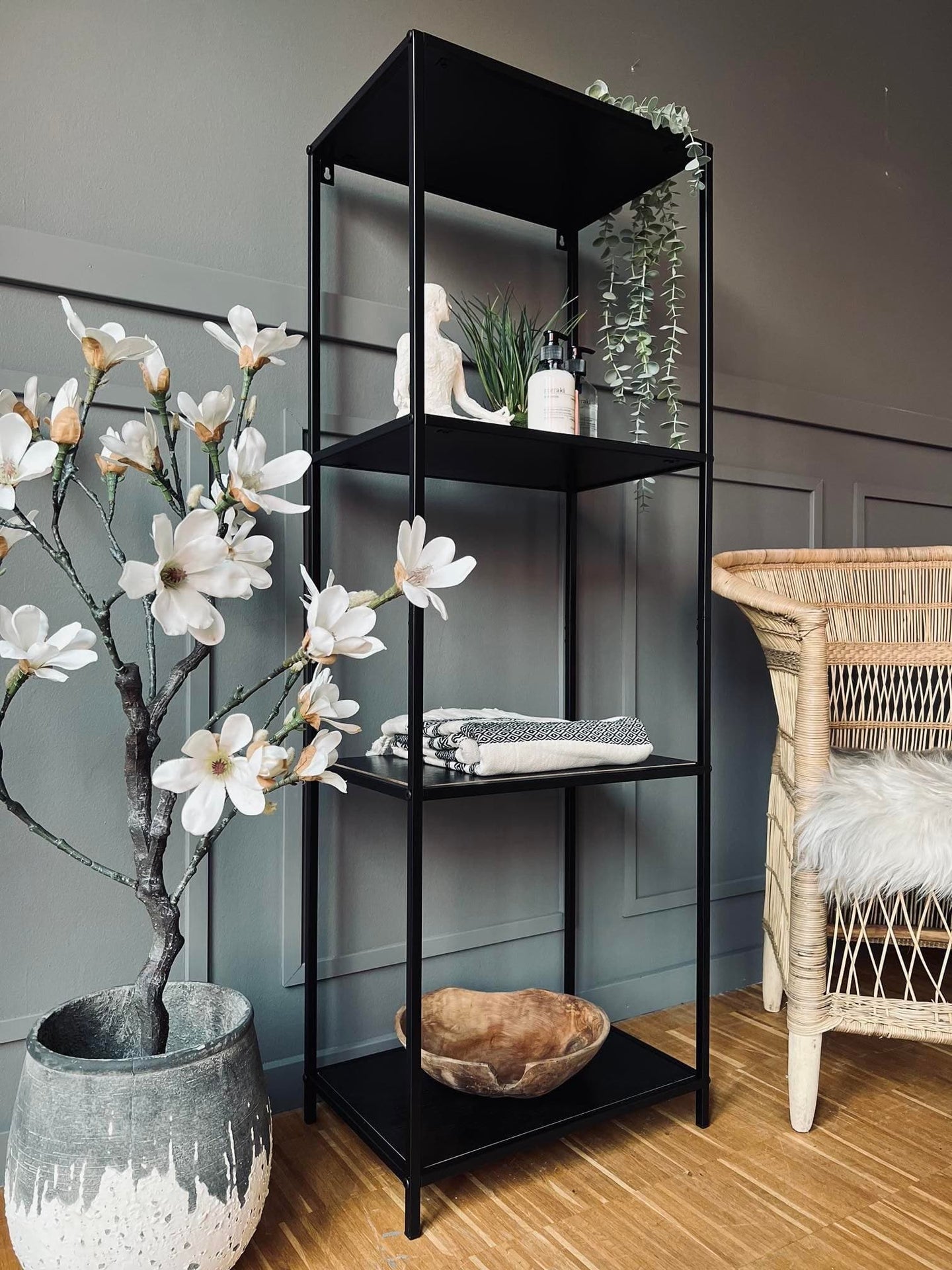 Reol i sort metal - 130cm - VIAMAJA.DK